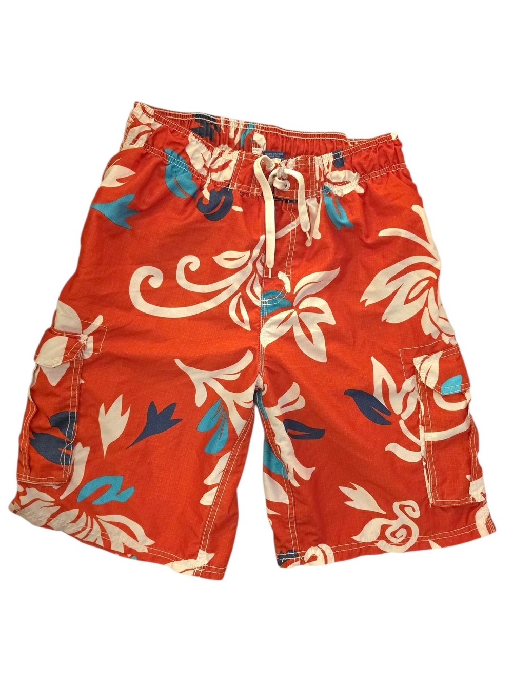 NEW Kanu Surf Tropical Red Hibiscus Cargo Board Shorts Quick Dry Sz L